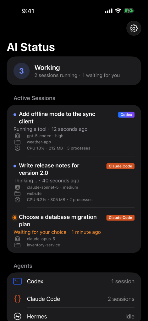 AI Status on iPhone in Dark Mode