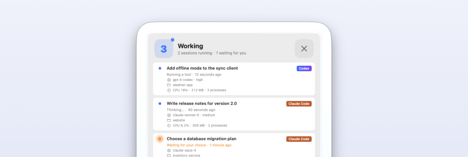 AI Status floating window on a Mac