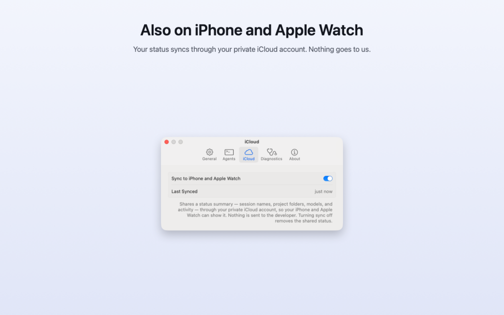 AI Status iCloud sync settings